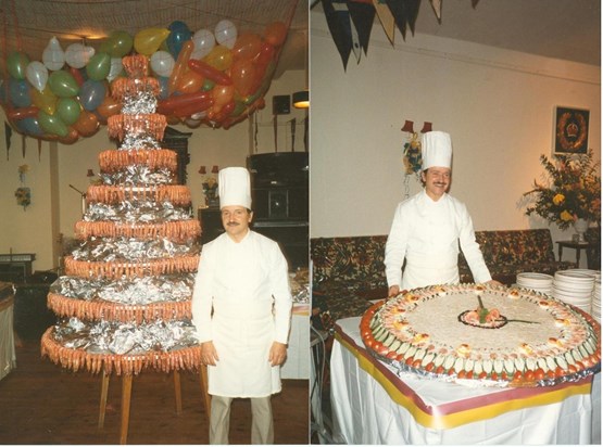 Pedro in Whites with more grand buffet