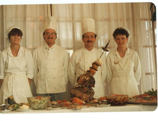 Pedro in Whites with Staff at Atlantic Hotel