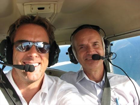 Flying in the Algarve with his friend Bev. 2006.