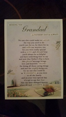 For our most loved Grandad xxx