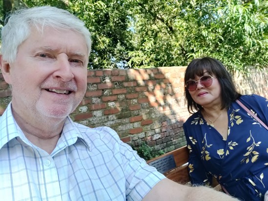 Family visiting Tula's bench