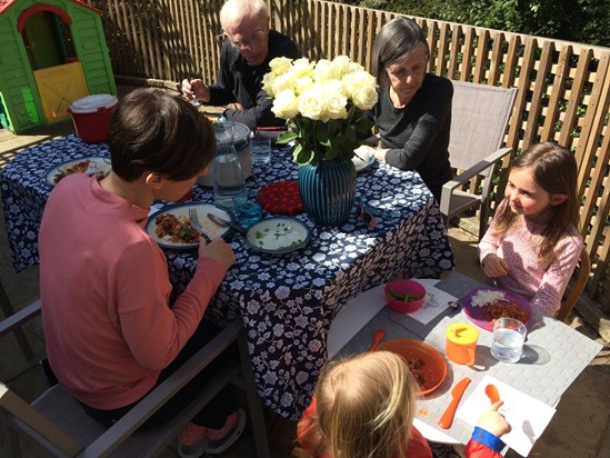 Lunch with happier grandchildren (now that they were next to Nanna)