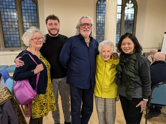 After the Memorial Service in Alnwick 18.11.24 from left to right Lyn (daughter to Walter) Max (grandson to Walter) Paul (son to Walter) Doreen (Wife to Walter) and Yufen Chen Taiwanese person living in London and visited memorial