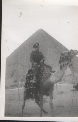 Tom on a camel in Egypt WW2