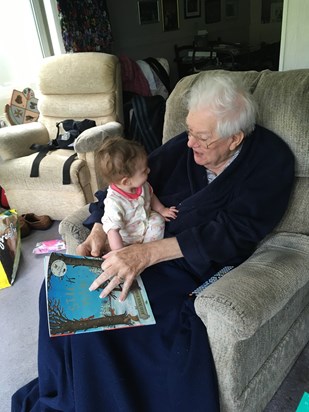 Poppy and grandad June 2017,  he knew what he was doing! Both enjoying stick man! 
