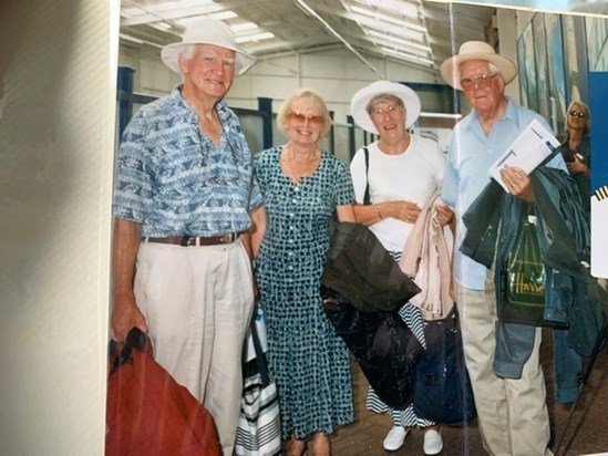 John , Jean , June and Tom at the start of a cruise x
