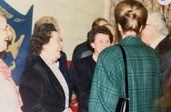 Freda , Pearl , Princess Anne and Tom . Opening of the church hall 