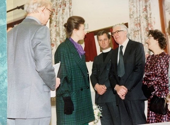 Princess Anne meets Tom and Dot at the opening of the church hall