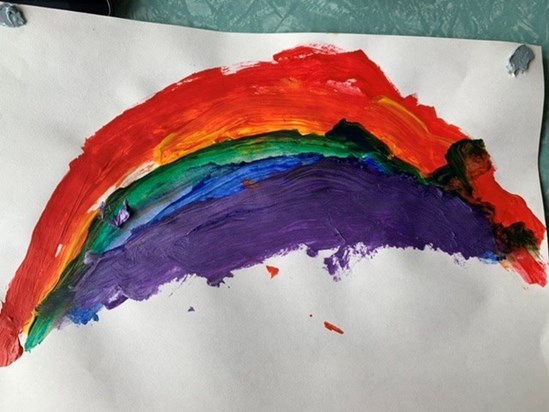 Rainbow for the NHS painted by Tom during the coronavirus pandemic May 2020