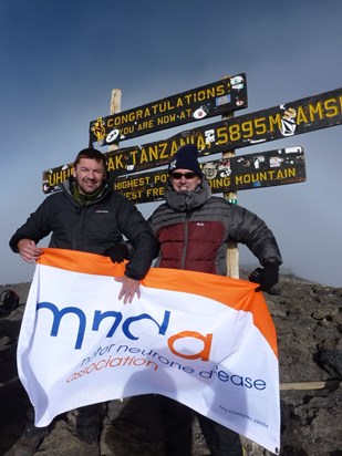 Ian and I at Summit of Kili for Jacqui and the MNDA