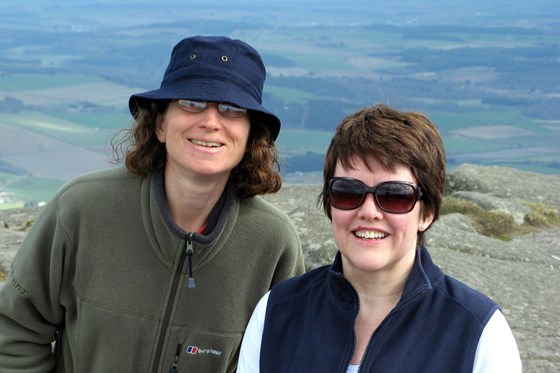 Susan and Jacqui on Bennachie, April 2009