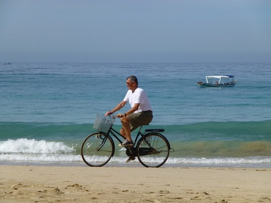 Cycling on Sandoway Beach, Burma 2013