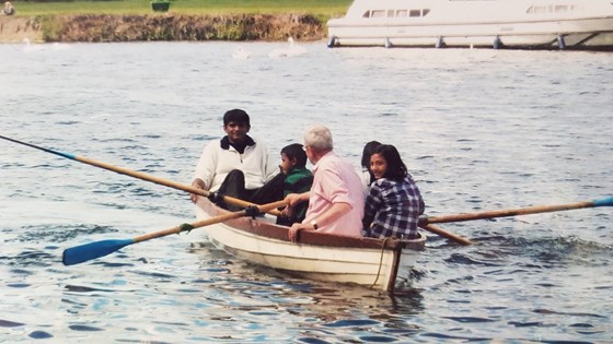 The Karunaratnas, Soysa and Peter rowing in Windsor