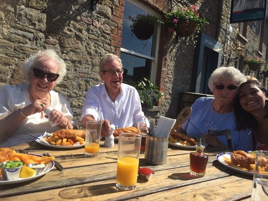 Fish and chips, with mum Maureen and Ella