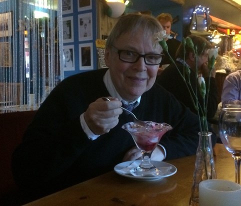 Alan indulging in his love of ice cream, taken on the occasion of Daniel’s birthday last June.