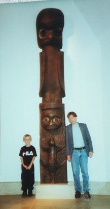 With a young Daniel at the British Museum on one of his trips down to London to visit us