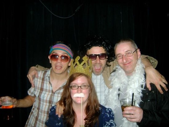 John, Robin, me and my sister's pal Rowan; we gatecrashed her 30th at the Voodoo Rooms, 2011. (Scott)