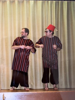 One of Rob and Malcolm’s many performances as the pantomime ‘village idiots’