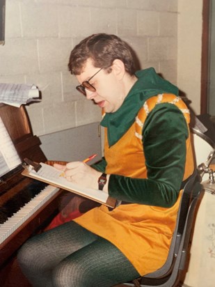 Rob on one of many occasions performing in the Kilmington pantomime and also playing the piano