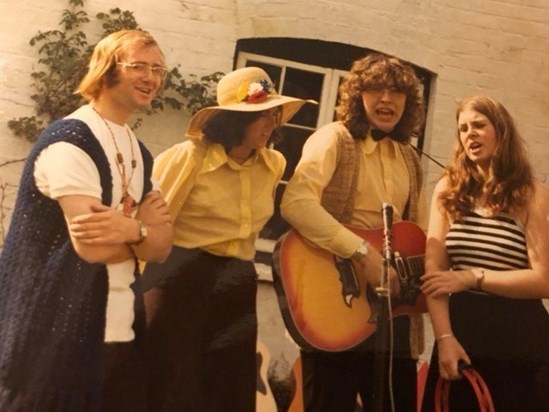 Rob playing in his folk band, Wychwood