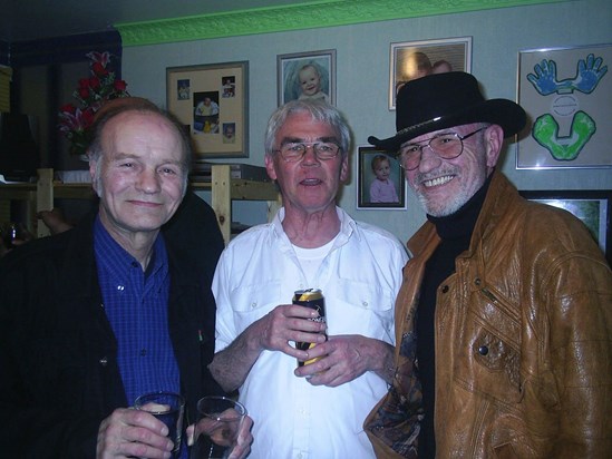 Another Cracking Party, Dad with the late Roger ( Hill) and Bob - Doing a gig at his house.  When old  Best friends got together there was always noise 