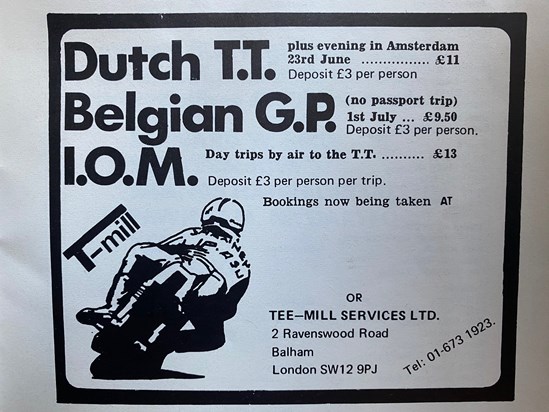 From the 1973 Transatlantic Trophy programme. Crazy prices ...it's amazing T-Mill made a profit!