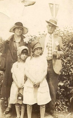 1930 - Jean with her family:  Her mother Martha Sophia (Springborn), her father Patrick Henry, her sister Ruth Mary & Eugenia (Jean) Martha Burke 