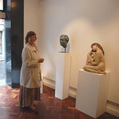 Mary Ann at a gallery on Cork Street, viewing an exhibition Matt was part of, 2008