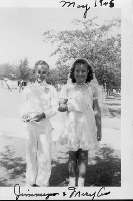 Mary Ann and her childhood friend Jimmy, May 1945