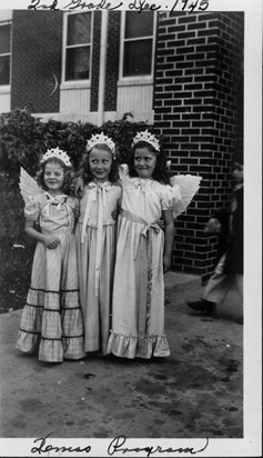 Mary Ann (far right) Christmas show, Dec 1945, 2nd Grade