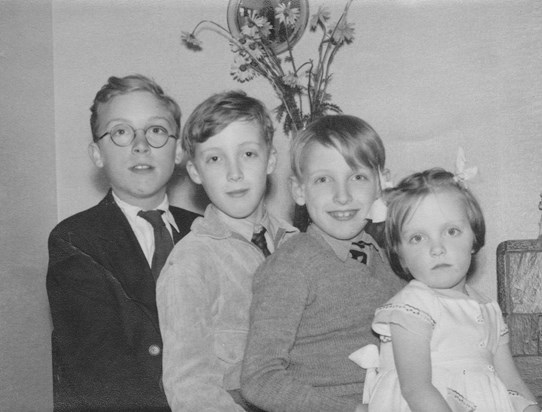 Chas, Bob, Steve and Geraldine. June 1955.