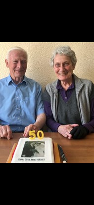 Mum celebrating 50 years of marriage with Dad in 2019