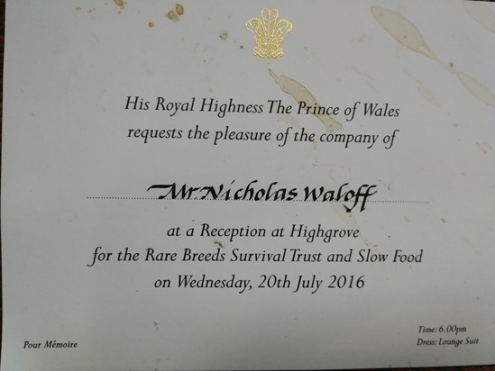 Nick's invite to royal reception
