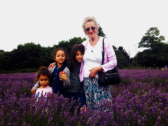 Rita bug hunting in the lavender fields with her girls - Aug 2015