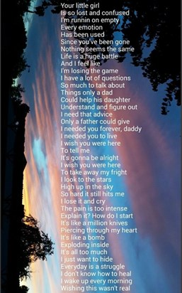 Dad this poem is exactly how I feel and has been feeling since you grew your angel wings xxxxx