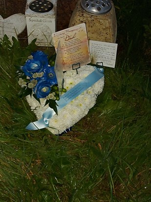 We laid your floral tribute on gran and grandads grave as we know you will be with them. We all miss you terribly dad xxx