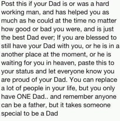 I was always and still am very proud of you dad you most certainly were the dad ever and I miss you so much every single day ❤  xxx