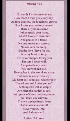 These words are so very true Dad every day missing gets worse love and miss you xxxxx