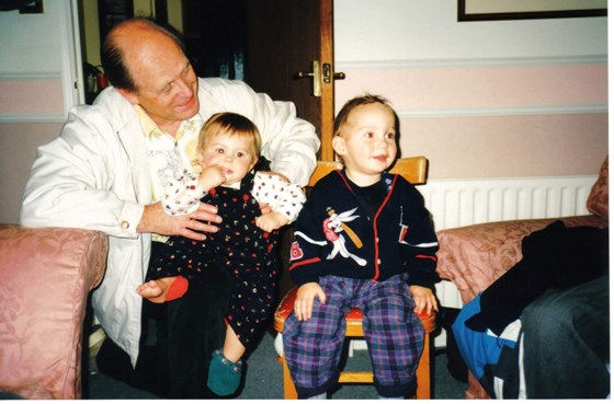 Granddad holding Luke with Josh 1995