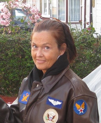 June 2011. Outside our house in Kingsbury, wearing her beloved father's jacket.
