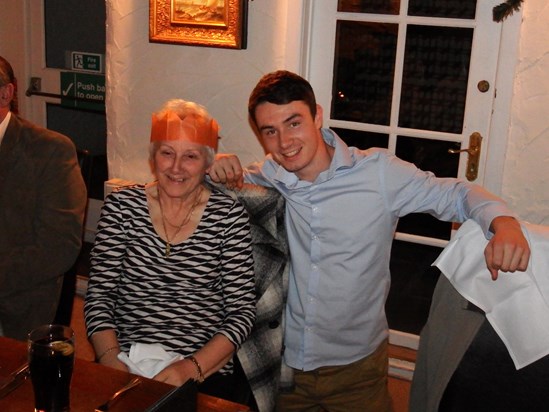 Tom with his Nan on her 70th birthday, December 2014.  