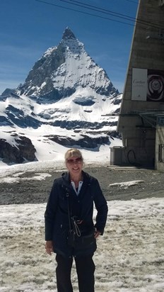 Anne and the Matterhorn Mountain, Zermatt, Switzerland. JUNE 2016