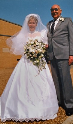 Anne with Stepfather Clifford on her wedding day, 5th May 1990