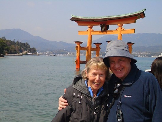 Itsukushima Shrine Torii Gate, Hiroshima bay, Japan. March 2019.