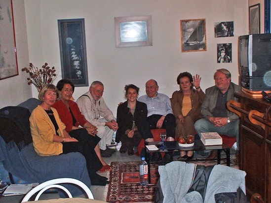 Anne and Clifford with her French Cousin Marie Pierre, her Mother Marie Claude and friends, Coutances, France. May 2002.