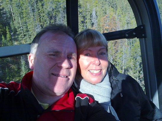 Anne Eddie on Banff Gondola up Sulphur Mountain. Canada, September 2009