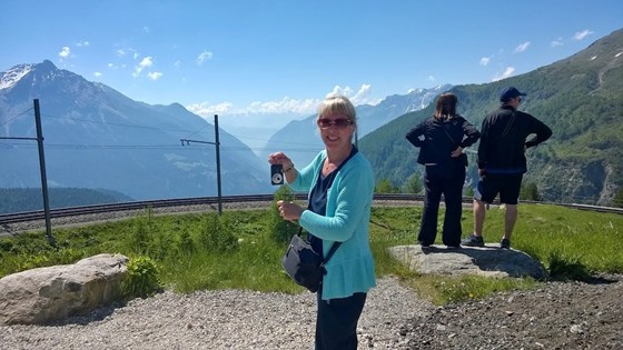 Anne in Switzerland June 2016 Bernina Express rail journey