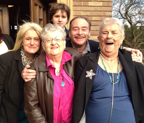 Mum with Auntie Eva, Theresa, Bob and Cole at Callum's christening