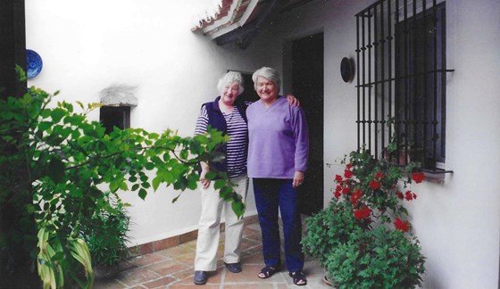 Jane and Barbara at Casa Maranatha, Jim and Lizzi's house in Spain