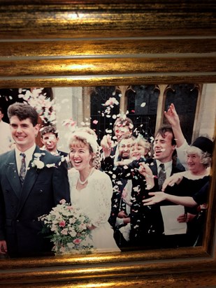 Jane 1993 , joyful at Katy & Steve’s wedding